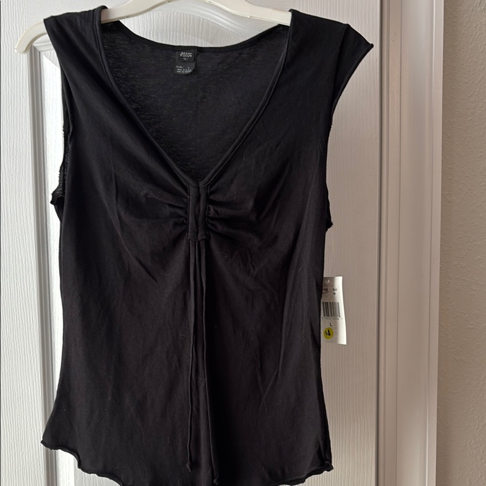 Wilfred Black Ruched Tie Front Cap Sleeve Tank Top